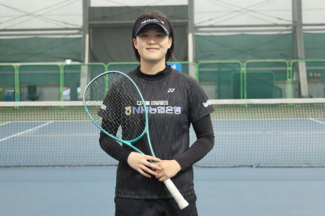 올해 소프트테니스 국가대표 선발전 여자 단식에서 우승한 NH농협은행 황정미. 대한소프트테니스협회