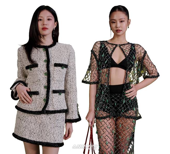 샤넬 패션쇼에 참석한 배우 고윤정(왼쪽)과 가수 제니. 샤넬 제공