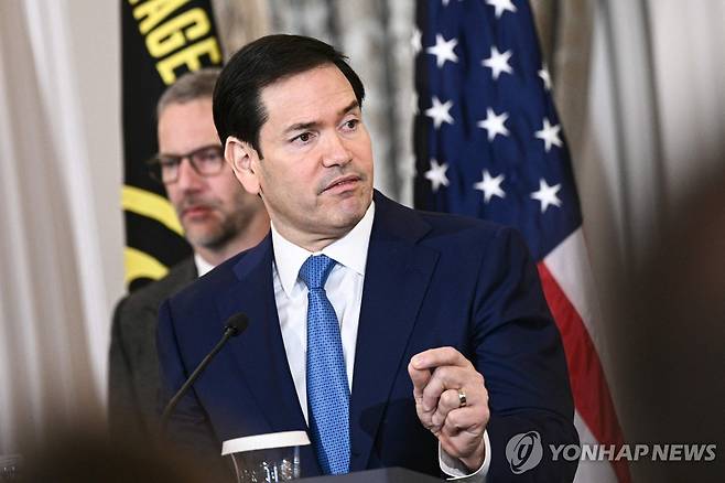 연설하는 루비오 장관 [AFP 연합뉴스. 재판매 및 DB 금지]