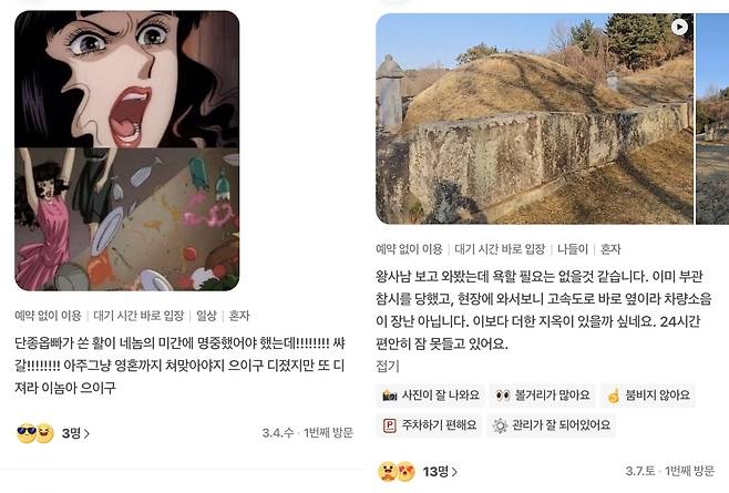 '천안 한명회 묘역' 네이버 리뷰창 [포털사이트 캡처. 재판매 및 DB 금지]