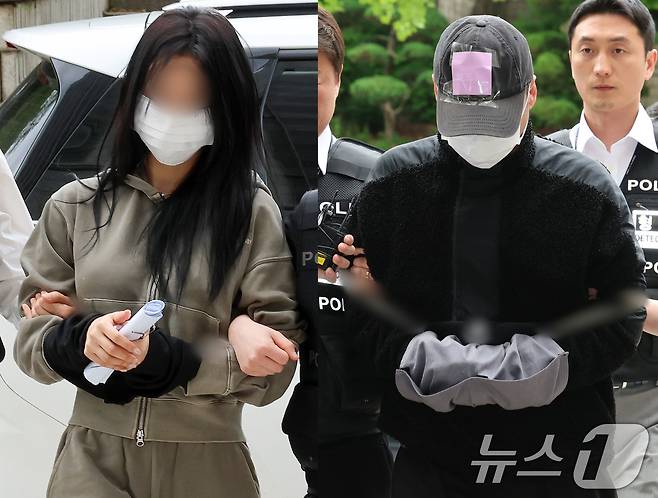 축구 국가대표팀 주장 손흥민을 상대로 돈을 받아내려해 공갈 혐의를 받고 있는 양씨(왼쪽, 20대 여성)와 용씨(40대 남성) ⓒ 뉴스1