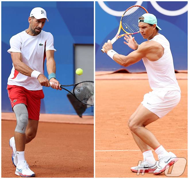 테니스계의 라이벌 노박 조코비치(왼쪽), 라파엘 나달. 2024.7.25 ⓒ 뉴스1 이동해 기자