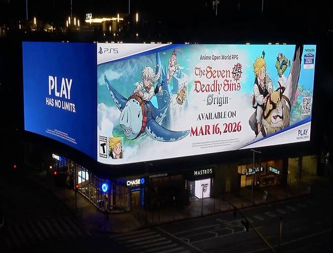 넷마블의 기대 신작 ‘일곱 개의 대죄: 오리진’의 LA 대형 광고 이미지. 사진 | 넷마블