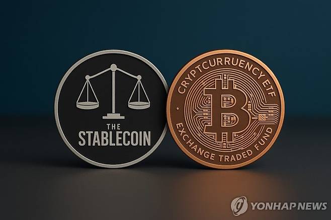 스테이블코인(왼쪽)과 비트코인 이미지. 사진=연합뉴스
