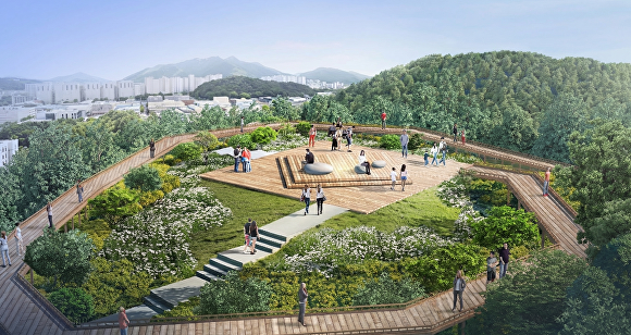 '추동 숲정원' 내 주요 상징 공간인 하늘마당 전망대 조감도. [사진=의정부시]