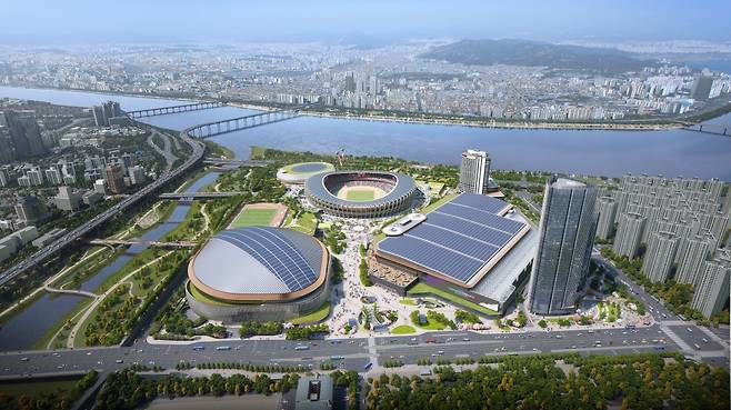 A digitally generated image of the Jamsil sports and convention complex project in Songpa District, southern Seoul, set to begin construction this year [SEOUL METROPOLITAN GOVERNMENT]