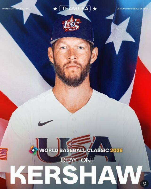 클레이튼 커쇼가 2026 WBC 미국 대표팀에 합류한다./MLB