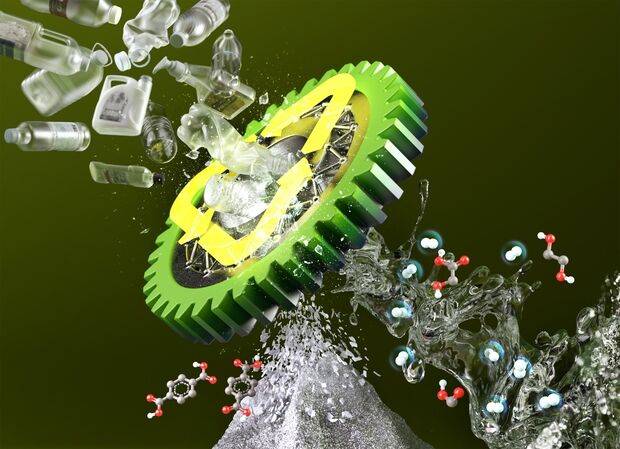 연구팀의 페트병 재활용 기술을 묘사한 ‘그린 케미스트리 저널’ 표지 이미지. 울산과학기술원