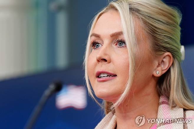 레빗 백악관 대변인 (워싱턴 AP=연합뉴스 재판매 및 DB금지)