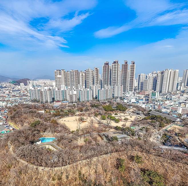 달성토성과 대구 시가지[사진/임헌정 기자]