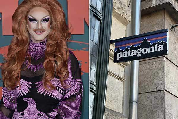 '패티 고니아'라는 캐릭터 이름으로 활동하는 여장남자와 파타고니아 로고.. 사진 셔터스톡.