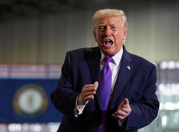 도널드 트럼프 미 대통령이 11일(현지 시간) 켄터키주를 방문해 연설하고 있다. AFP연합뉴스