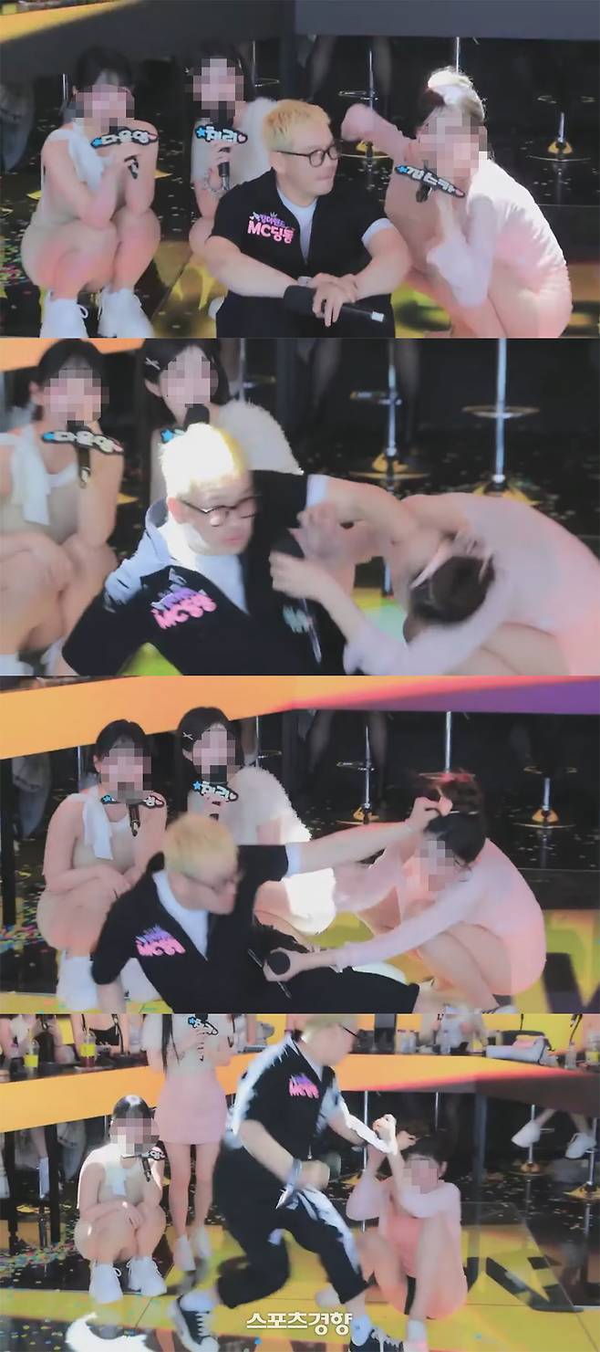 최근 한 엑셀방송에서 여성 BJ를 폭행한 MC딩동. 팬더TV 방송 화면