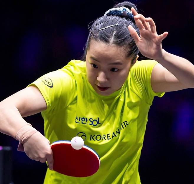 WTT 챔피언스 충칭 여자 단식에 나선 신유빈 [WTT 페이스북 캡처. 재판매 및 DB 금지]