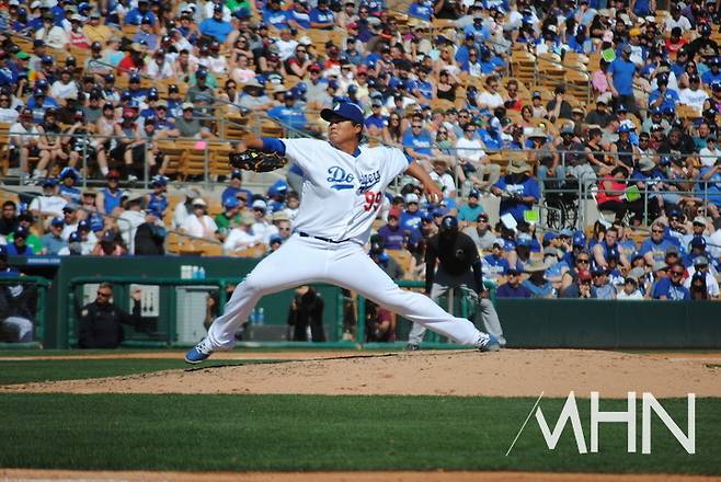 (메이저리그 LA 다저스 시절의 류현진)