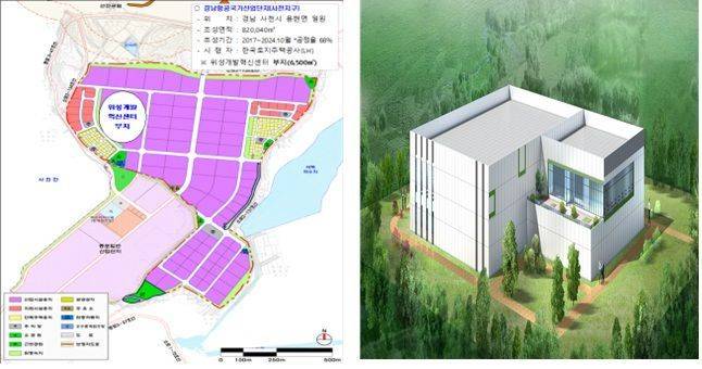 위성개발혁신센터 위치(왼쪽)와 조감도. 우주청 제공