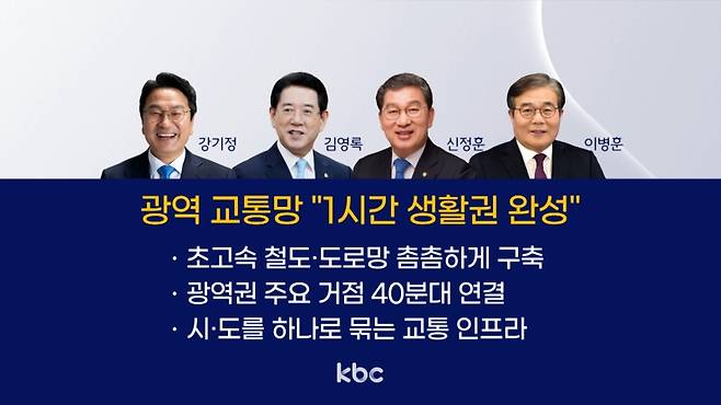 ▲ '초광역 대중교통망 확충'에 대한 전남광주특별시장 후보들의 공약들&nbsp;