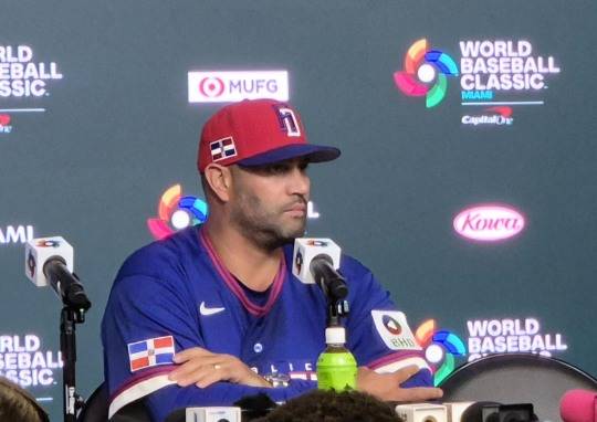 기자회견에 참석한 도미니카공화국 앨버트 푸홀스 감독. 사진(마이애미=연합뉴스)