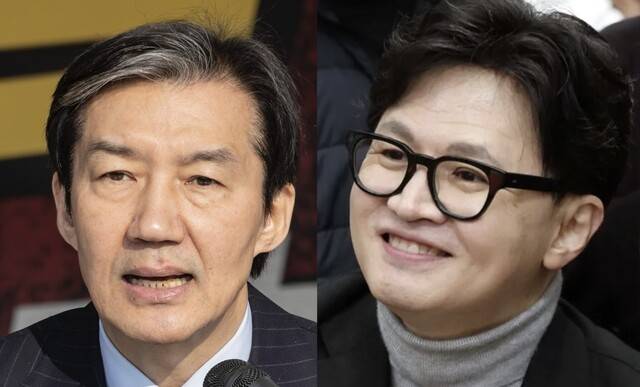 조국 조국혁신당 대표와 한동훈 국민의힘 전 대표. 연합뉴스