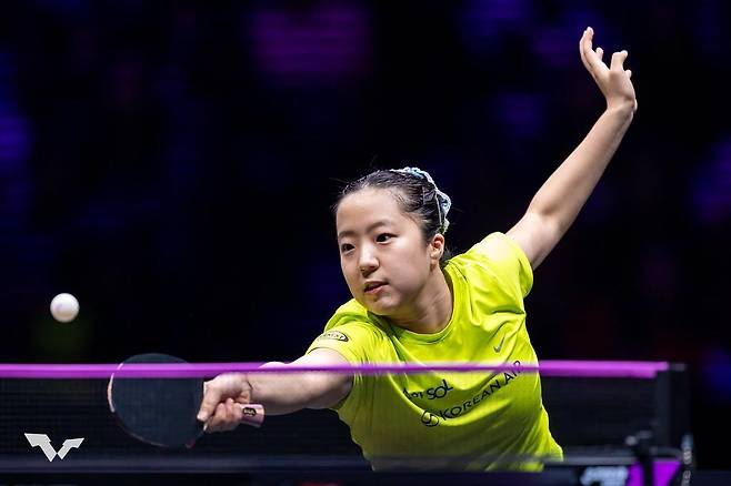 WTT 챔피언스 충칭 여자 단식에 나선 신유빈 [WTT 인스타그램 캡처. 재판매 및 DB 금지]