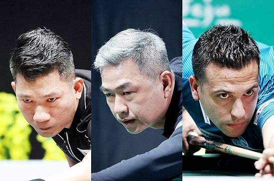 (왼쪽부터) 응오 마민껌 사파타도 PBA월드챔피언십 조별리그 승자전에서 승리, 16강에 올랐다. (사진=PBA)