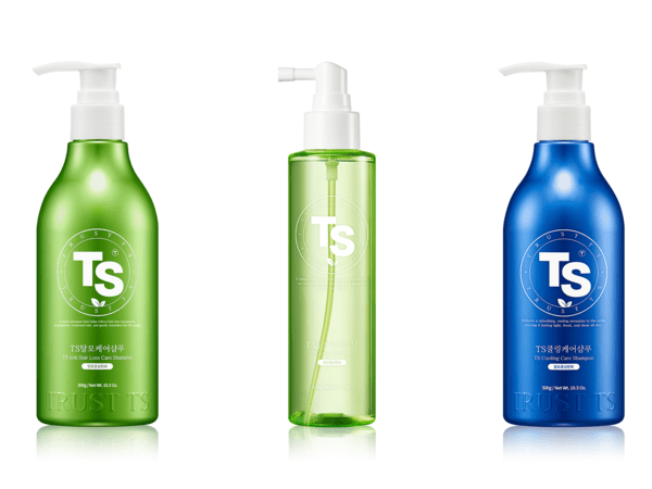 (왼쪽부터)&nbsp;탈모케어 샴푸 300 g 5천원,&nbsp;두피케어 토닉 150g 5천원,&nbsp;쿨링케어 샴푸 300 g 5천원 모두 TS
