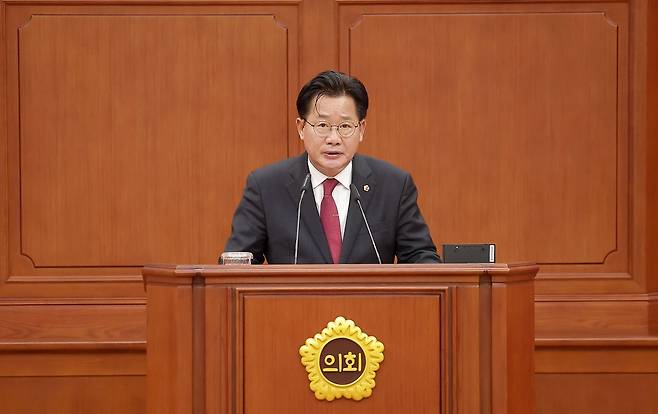 5분 발언하는 이재경 대전시의원 [대전시의회 제공. 재판매 및 DB 금지]