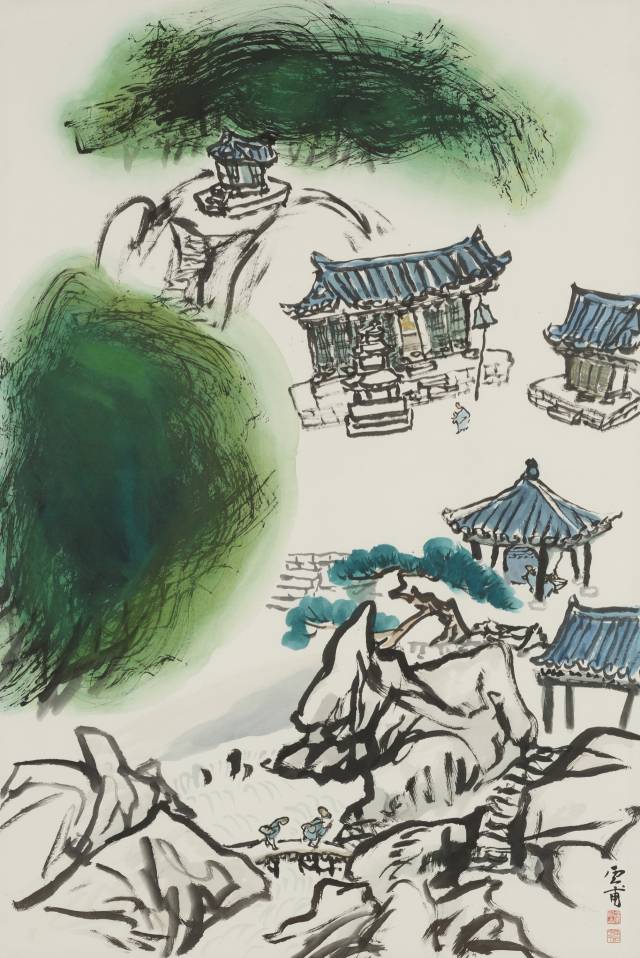 김기창, 산사, 1980년대 후반, 종이에 수묵담채, 180.5×120.5㎝, 리움미술관 소장. 대구미술관 제공