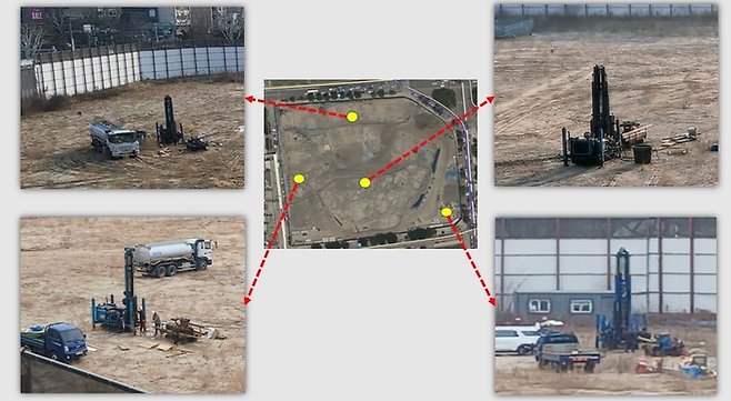 SH 측의 시추 작업이 확인된 부분. 노란 점으로 표시한 부분이 시추 작업이 이뤄진 것으로 확인된 구역. [국가유산청]