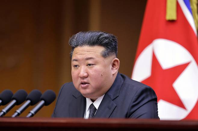연설하는 김정은 북한 국무위원장. 연합뉴스
