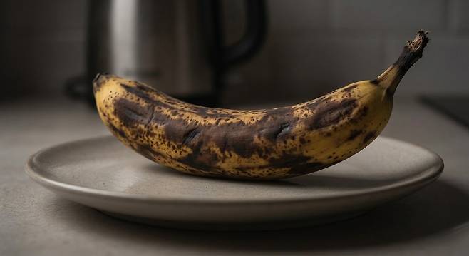 단 하룻밤 만에 ‘좀비’가 된 바나나. 사과와 함께 두는 것만으로도 숙성 속도가 5배 이상 빨라진 결과다.&nbsp;게티이미지뱅크