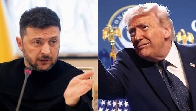 볼로디미르 젤렌스키 우크라이나 대통령과 도널드 트럼프 미국 대통령 자료사진. AP, 로이터 연합뉴스
