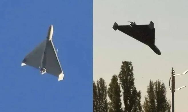 우크라이나 키이우 하늘에서 포착된 가미카제 드론의 모습. 사진=AFP, AP 연합뉴스