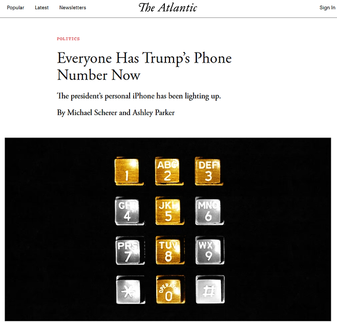 미국 시사 매체 디애틀랜틱 14일 보도 캡처