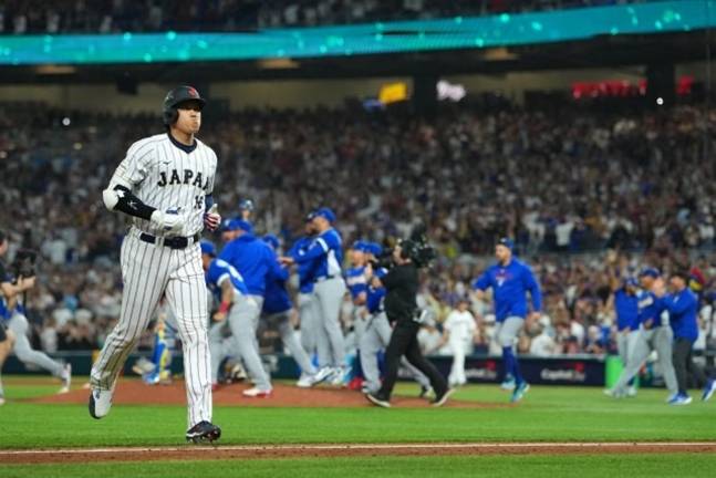 마지막 아웃카운트의 주인공 오타니(왼쪽). /사진=일본 야구 대표팀 공식