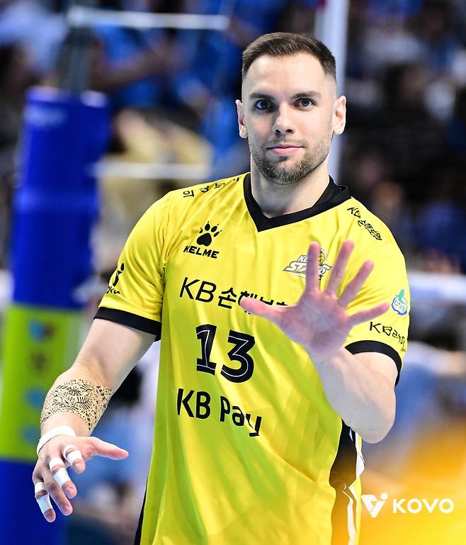 KB손해보험의 외국인 거포 비예나 [한국배구연맹 제공. 재판매 및 DB 금지]