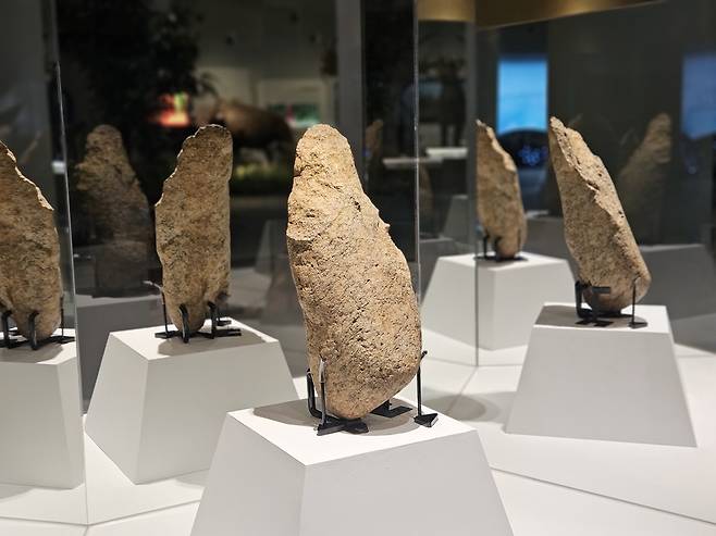 ▲ 전곡선사박물관 상설전에 소개된 '초대형 주먹찌르개' 모습.