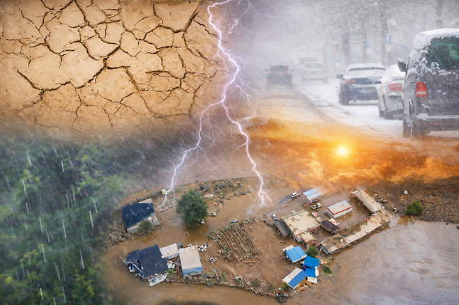 기후위기로 폭설과 폭염, 폭우, 산불 위험이 한번에 나타나는 동시다발 이상기후가 관측되고 있다. (인공지능 생성 이미지)/뉴스펭귄