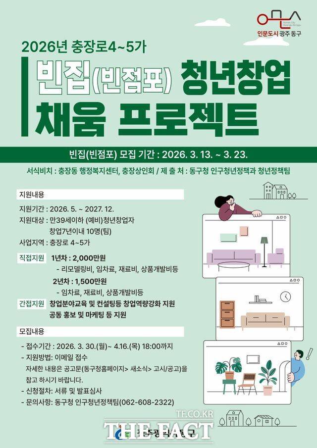 청년창업 채움 프로젝트 홍보 포스터. /광주시 동구