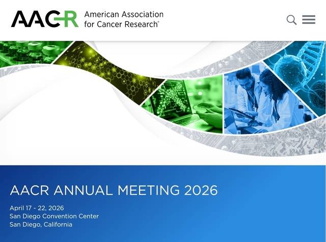 AACR Annual Meeting 2026 홈페이지 메인 화면. 온코닉테라퓨틱스 제공