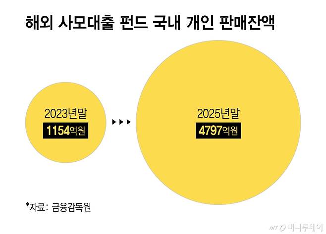 해외 사모대출 펀드 국내 개인 판매잔액/그래픽=이지혜