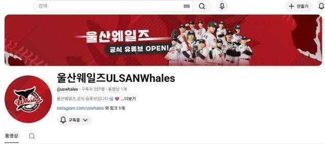 울산 웨일즈가 공식 인스타그램과 유튜브 채널을 개설했다./울산 웨일즈