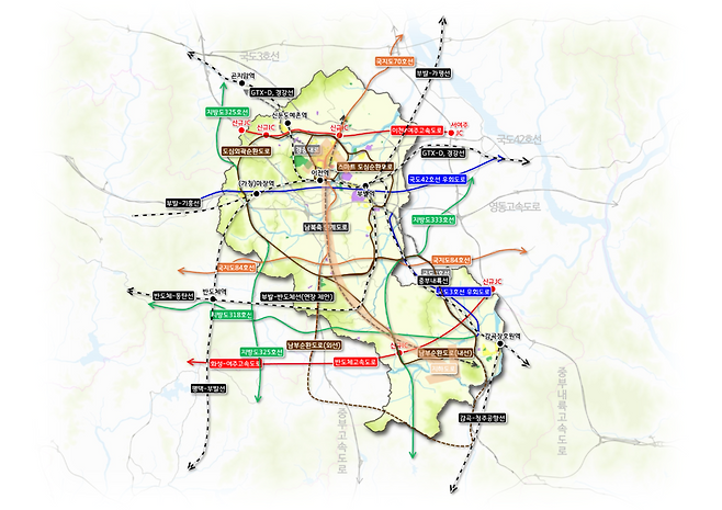 ▲&nbsp;이천시&nbsp;철도·도로망 /사진제공=이천시