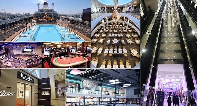 ▲ 19일 인천 연수구 인천항 국제크루즈터미널에 정박한 로얄캐리비안크루즈의 '스펙트럼오브더씨(16만t급)'호가 언론인 등을 대상으로 팸투어를 실시했다. 사진은 '스펙트럼오브더씨'호 선내 모습. /이재민 기자 leejm@incheonilbo.com