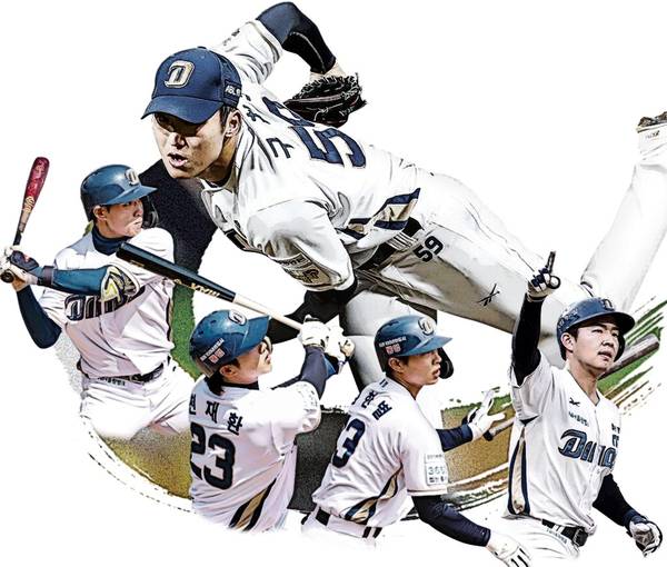 NC 다이노스는 지난 시즌과 비교해 선수 변화가 크게 없지만, 구창모의 합류와 야수 무한 경쟁으로 이번 시즌 좋은 성적이 기대된다. (맨 위부터 시계반대 방향으로) 구창모, 신재인, 천재환, 박한별, 김휘집. / NC 다이노스