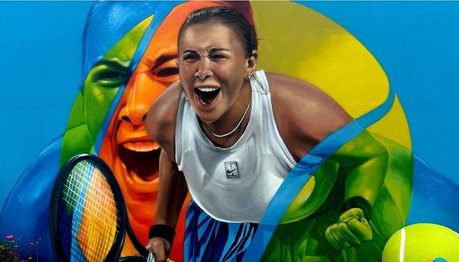 마이애미오픈 대회장에 그려진 아니시모바의 벽화. 마이애미오픈 홈페이지