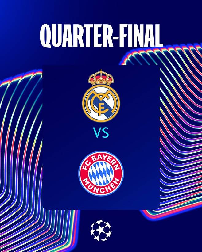 2025~26 UCL 8강전서 맞붙게 된 레알 마드리드와 바이에른 뮌헨. 지난 2023~24시즌 대회 4강서 맞붙은 뒤 2년 만의 재대결이다. 당시엔 레알이 합계 4-3으로 뮌헨을 누르고 결승에 오른 뒤 우승까지 차지했다. 사진=UCL SNS