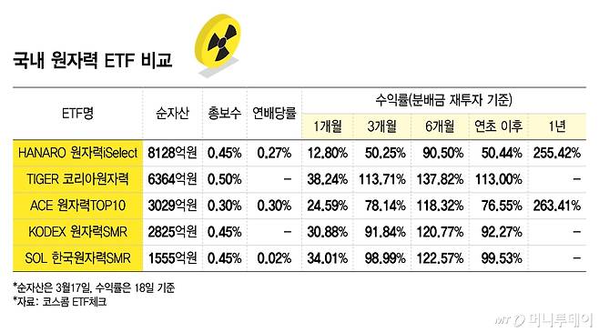 국내 원자력 ETF 비교/그래픽=윤선정