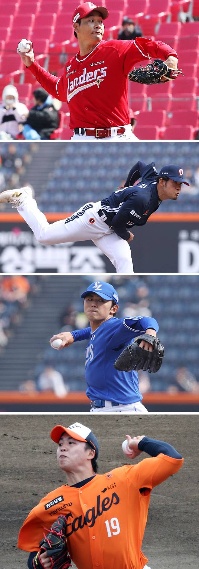 SSG 타케다 쇼타, 두산 타무라 이치로, 삼성 미야지 유라, 한화 왕옌청(위부터). 구단 제공