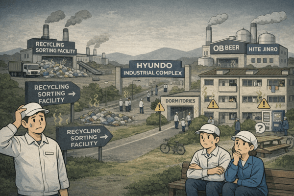 청주시 현도일반산업단지 내 폐기물 선별장 건립 논란은 근로자 생활권 문제로도 확산되고 있다. [출처=오픈AI]